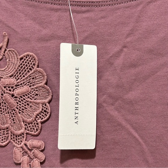 Anthropologie NWT women’s size S Dusty Rose Floral Tunic short sleeve top. - Picture 3 of 14
